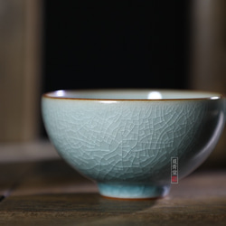 氷裂貫入　青磁茶盌【共箱】贈り物コレクション 2枚目の画像