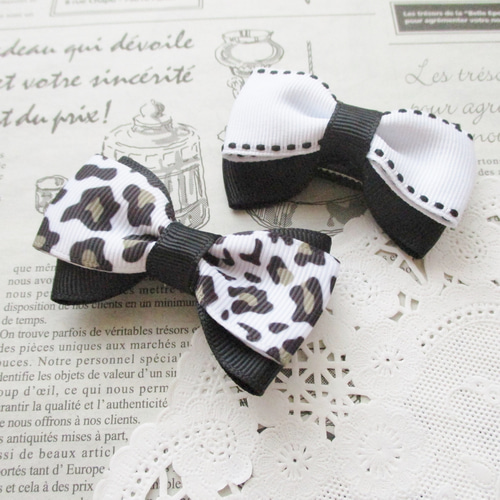 ☆ りぼん ヘアクリップ 黒系 ダブルリボン ヘアピン ベビー キッズ