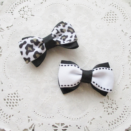 ☆ りぼん ヘアクリップ 黒系 ダブルリボン ヘアピン ベビー キッズ