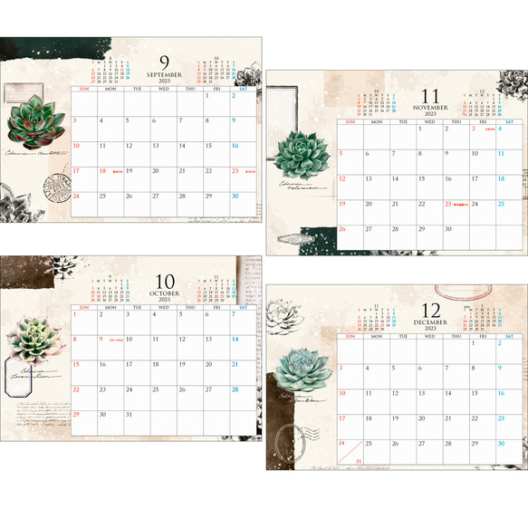 2023 多肉植物卓上カレンダー＆ポスターカレンダー セット 11枚目の画像
