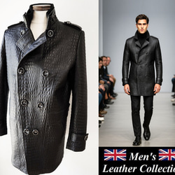 羊革ロングトレンチコートメンズ Sheep Leather Long Trench Coat Men