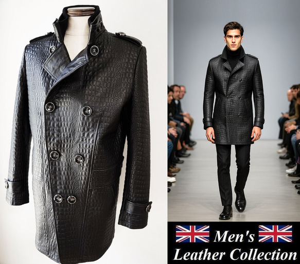 戦う男を優雅に彩る☆クロコダイル鰐キルティングベビーラム羊革レザー