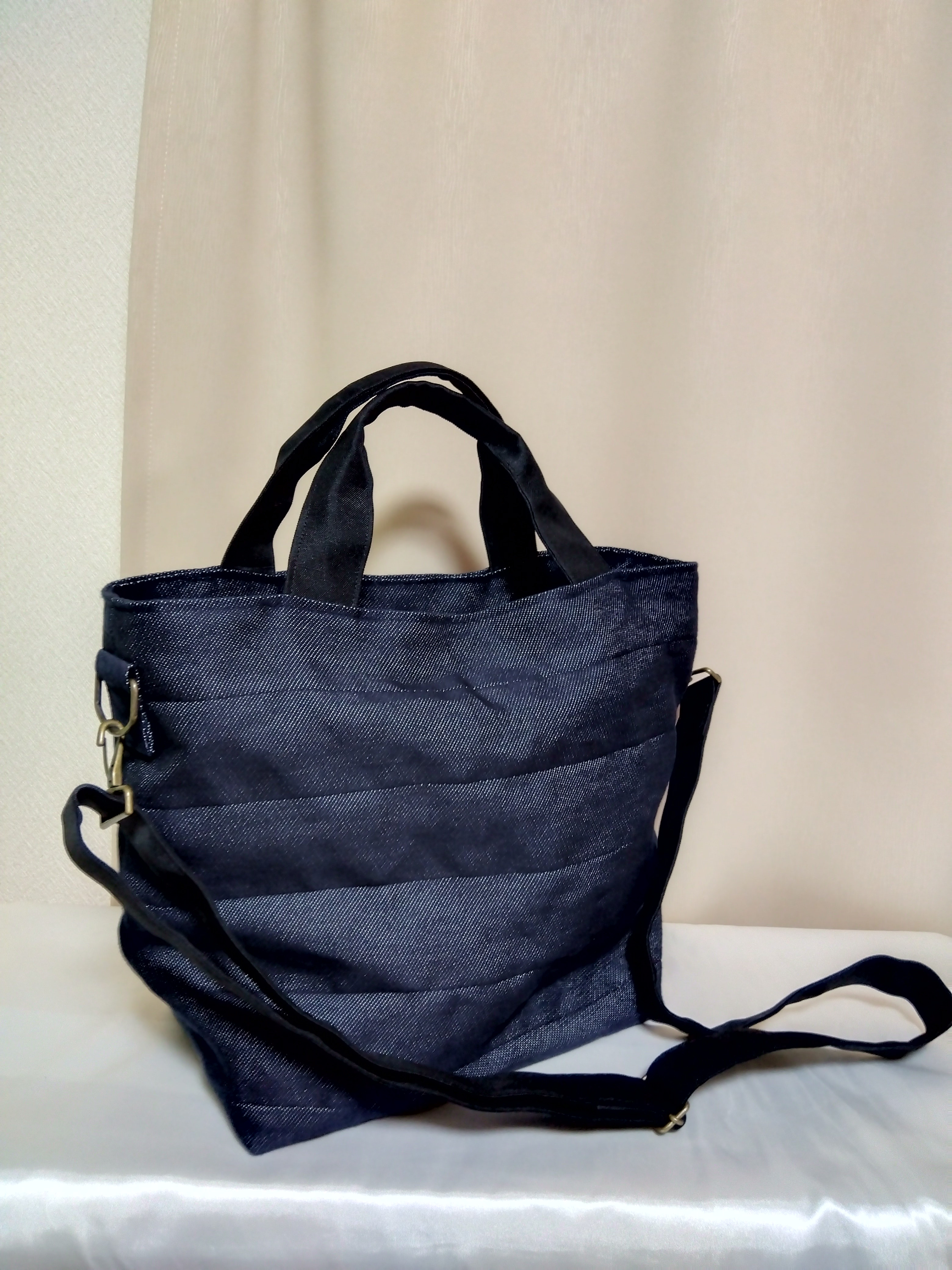 UCHIDA ファッション 畳縁製デニム風トートバッグ