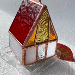 『赤い屋根　Church 』クリスマスのキャンドルホルダー　ステンドグラス 4枚目の画像