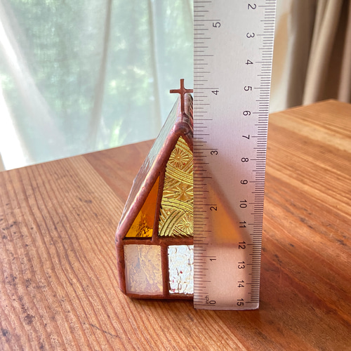 赤い屋根 Church 』クリスマスのキャンドルホルダー ステンドグラス