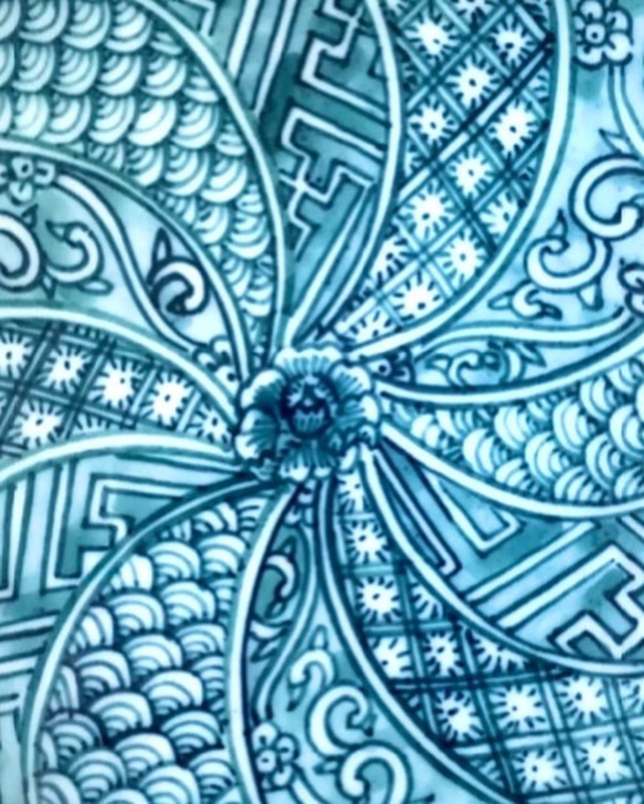 【京焼・清水焼】京都　水野春陽窯　緑呉須　祥瑞　中皿 