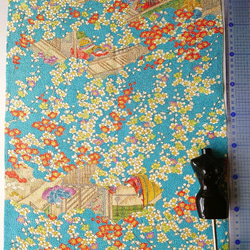 【古布】縮緬水色地に梅の花　ドール着物サイズ 9枚目の画像