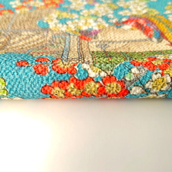 【古布】縮緬水色地に梅の花　ドール着物サイズ 3枚目の画像