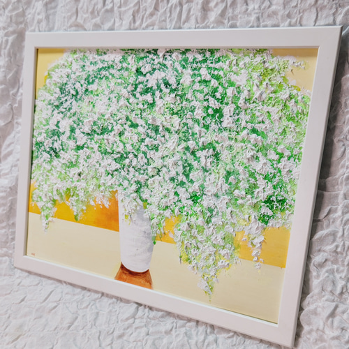 油絵 絵画【カスミソウ】 絵画 HR 通販 14657027｜Creema