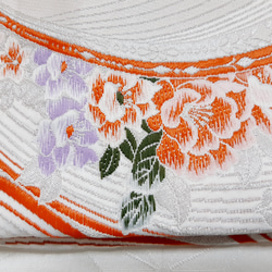 ワンタッチ帯　くらわん帯　化繊袋帯リメイク　朱牡丹紫花　作り帯　 10枚目の画像