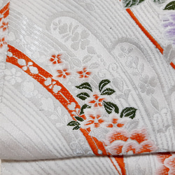 ワンタッチ帯　くらわん帯　化繊袋帯リメイク　朱牡丹紫花　作り帯　 7枚目の画像