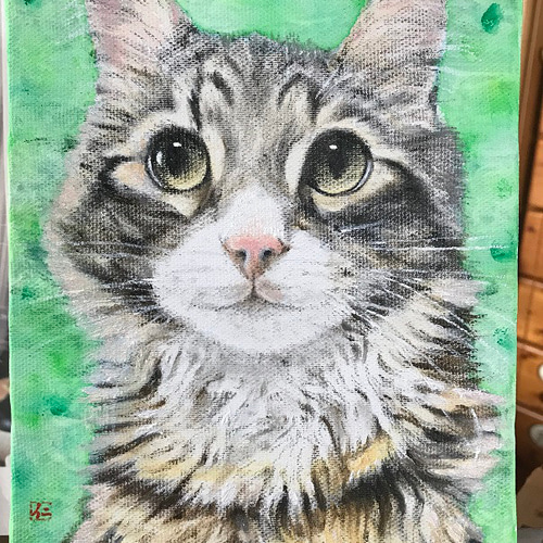 受注制作 油絵 人物、動物を高耐久の木枠張りキャンバスへ描き