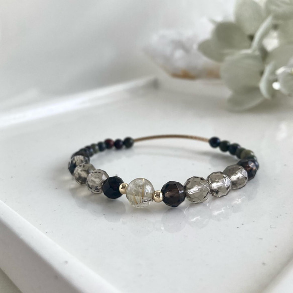 ルチルクォーツ 14KGF デザインブレスレット