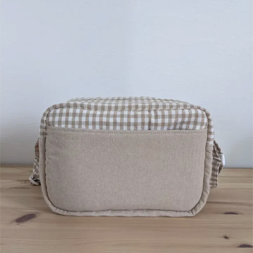 洗える 通園バッグ ベージュギンガムチェック レッスンバッグ bouton