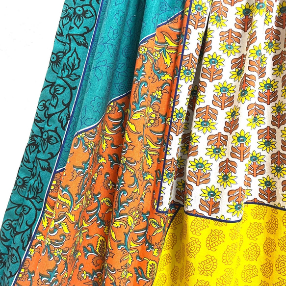 【新作】インド綿ギャザースカート アジアンmix 4枚目の画像