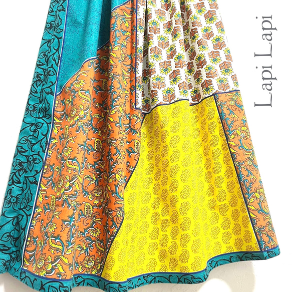 【新作】インド綿ギャザースカート アジアンmix 1枚目の画像