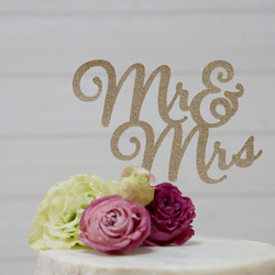 Mr & Mrs  ウェディング 結婚式 ケーキトッパー　（カラーアクリル変更可） 3枚目の画像