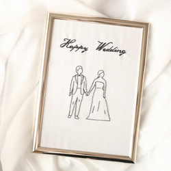 【名前入れ無料】刺繍のウェルカムボード(洋装・Happy Wedding) 1枚目の画像