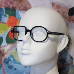 □-○ 丸四角の非対称フレーム｜ブラック｜老眼鏡、だてメガネ、近視用として作成できます 3枚目の画像