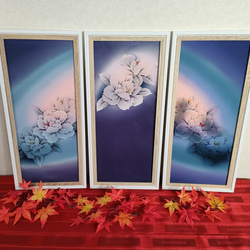着物額縁】青地に白牡丹/3点セット（送料無料） その他