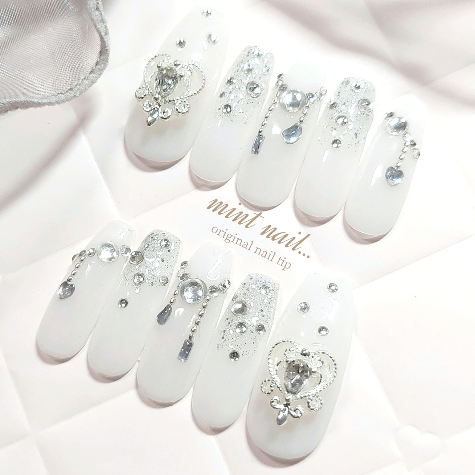 ネイルチップ オーダー レース ガーリー 結婚式 ウエディング フレンチ 韓国 ネイルチップ オーダー レース ガーリー 結婚式 ウエディング