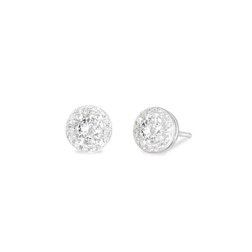 カクテルピアス】ハロセット×ラウンドカット×プラチナ ピアス 