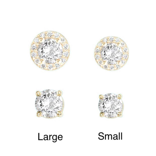 カクテルピアス】ハロセット×ラウンドカット×イエローゴールド ピアス  