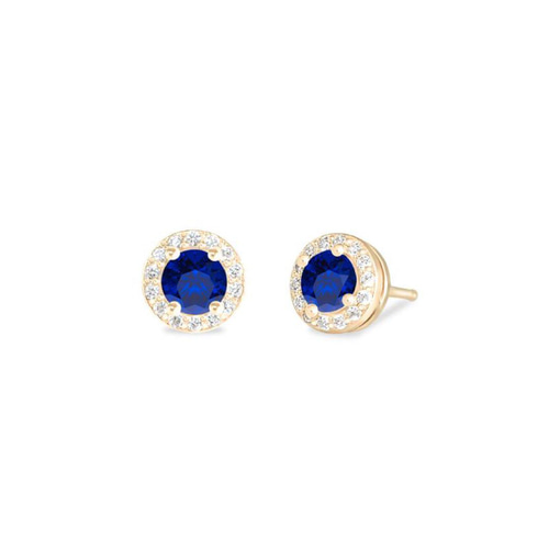 カクテルピアス】ハロセット×ラウンドカット×イエローゴールド ピアス 