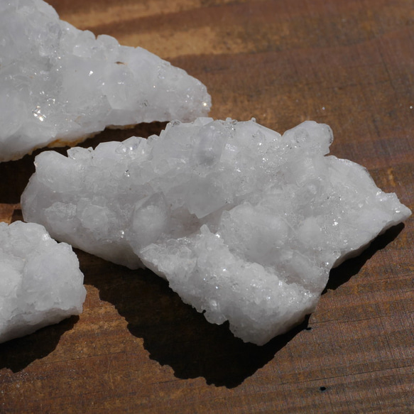 8周年祭✨天然石3個合計約81gモロッコ産水晶原石クラスターヘッド水晶ポイント結晶群生[mro-220919-02] 2枚目の画像