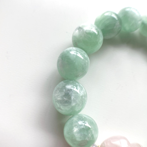 天然石　ミントグリーンマイカ　ブレスレット 優しい癒し】ミントグリーンマイカ・ブレスレット - 天然石