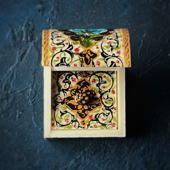 キャメルボーンの小箱　宝石箱　S 薔薇 ブルー【JAABEH-028】 9枚目の画像