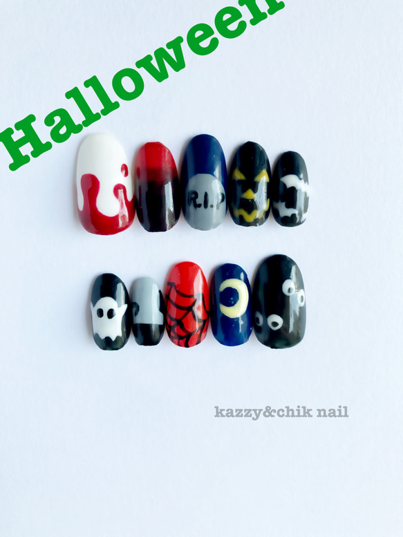 ネイルチップ つけ爪 ハロウィンネイル Amazon | ネイルチップ ショート つけ爪ネイルチップ 短めネイル