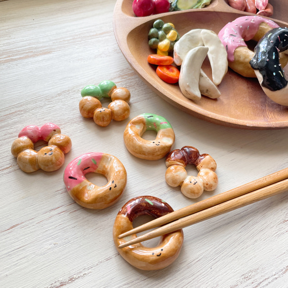 再販】チョコがけドーナッツちゃんセット【2個ペア】/箸置き 食べ物