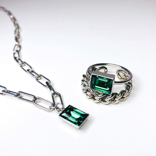 クリスタル チェーン ネックレス グリーン系 ネックレス