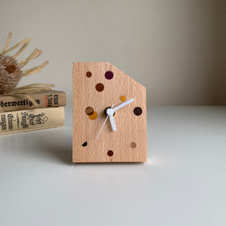 縦横使えるドット置き時計　木製　無垢材　木象嵌 2枚目の画像