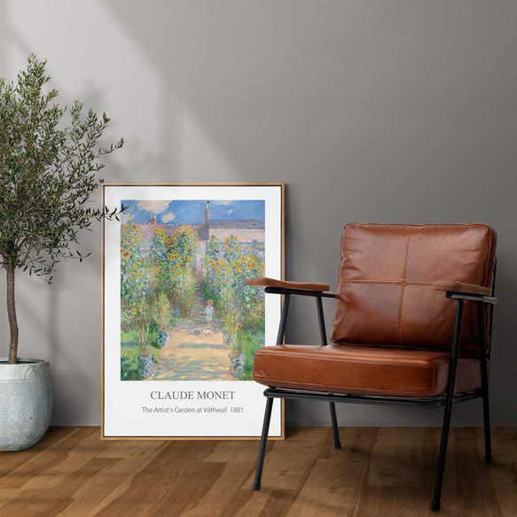 クロード モネ、風景画、ポスター、ヴェトゥイユの画家の庭、シンプルモダン、北欧スタイルに、玄関、リビング【M-0173】 6枚目の画像