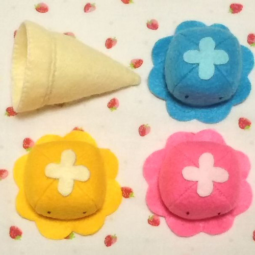 フェルト ままごと☆動物アイスセットA（クラゲ）【マグネット入