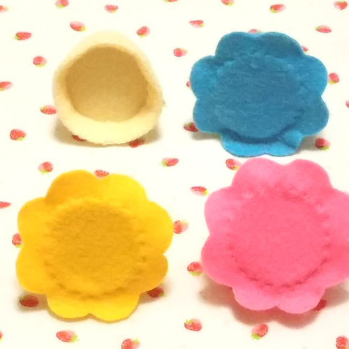 フェルト ままごと☆動物アイスセットA（クラゲ）【マグネット入