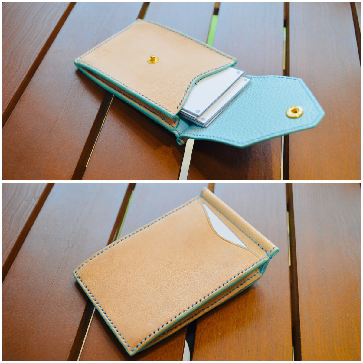 縦入れのくるみボタンカードケース・名刺入れ ヌメ革・栃木レザー使用・お守り・おみくじ・誕生日プレゼント・就職祝い