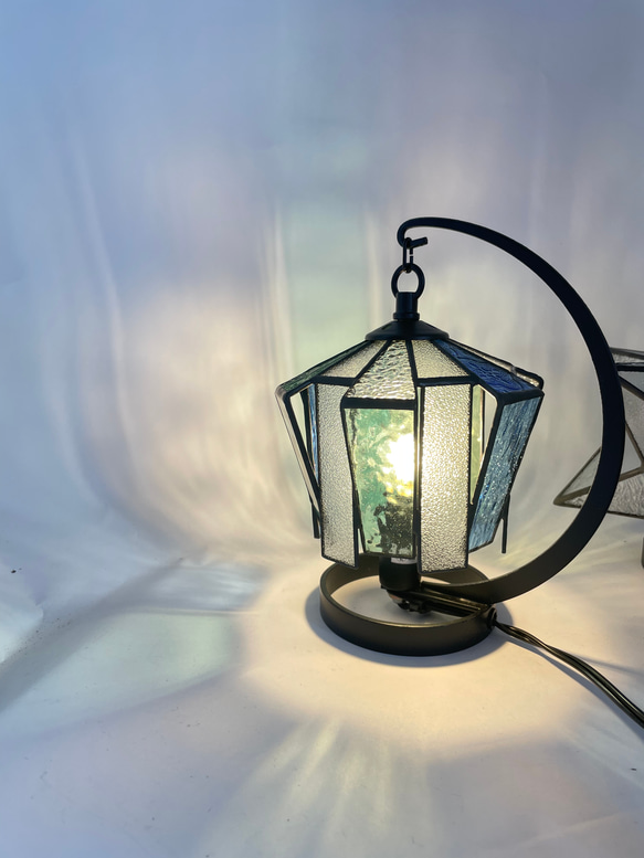 sさまオーダー品】ステンドグラス つぼみ形ランプ クリア スタンド