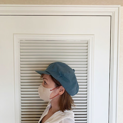 春夏向け キャスケット（ターコイズ ベルギーリネン・麻） 9枚目の画像