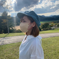 春夏向け キャスケット（ターコイズ ベルギーリネン・麻） 4枚目の画像