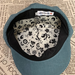 春夏向け キャスケット（ターコイズ ベルギーリネン・麻） 3枚目の画像