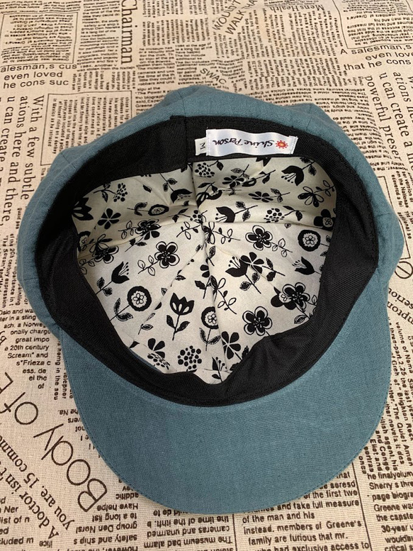 春夏向け キャスケット（ターコイズ ベルギーリネン・麻） 3枚目の画像