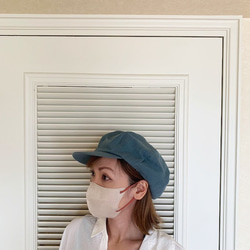 春夏向け キャスケット（ターコイズ ベルギーリネン・麻） 8枚目の画像