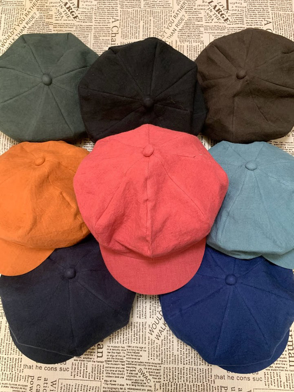 春夏向け キャスケット（ターコイズ ベルギーリネン・麻） 12枚目の画像