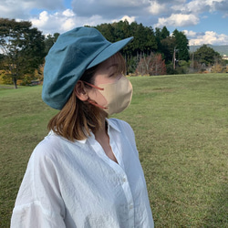 春夏向け キャスケット（ターコイズ ベルギーリネン・麻） 5枚目の画像