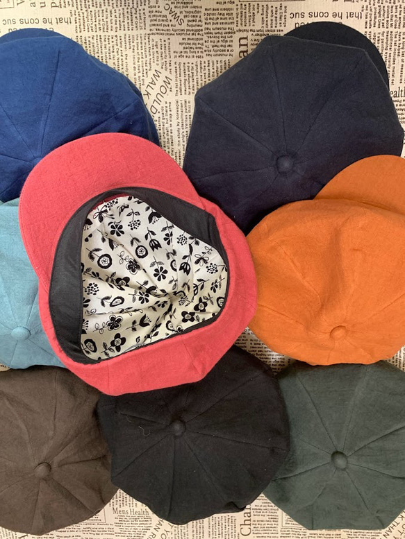 春夏向け キャスケット（ターコイズ ベルギーリネン・麻） 13枚目の画像