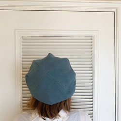 ベレー帽（ターコイズ ベルギーリネン・麻） 8枚目の画像