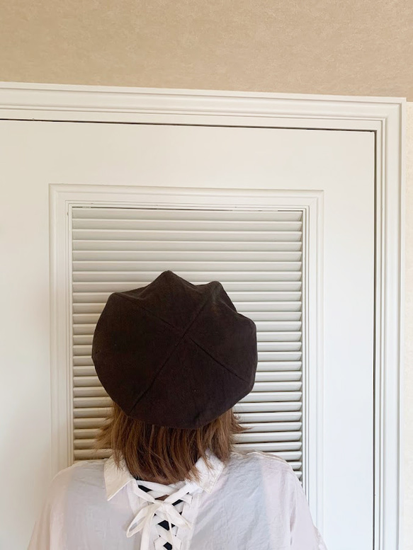ベレー帽（ブラウン ベルギーリネン・麻） 7枚目の画像